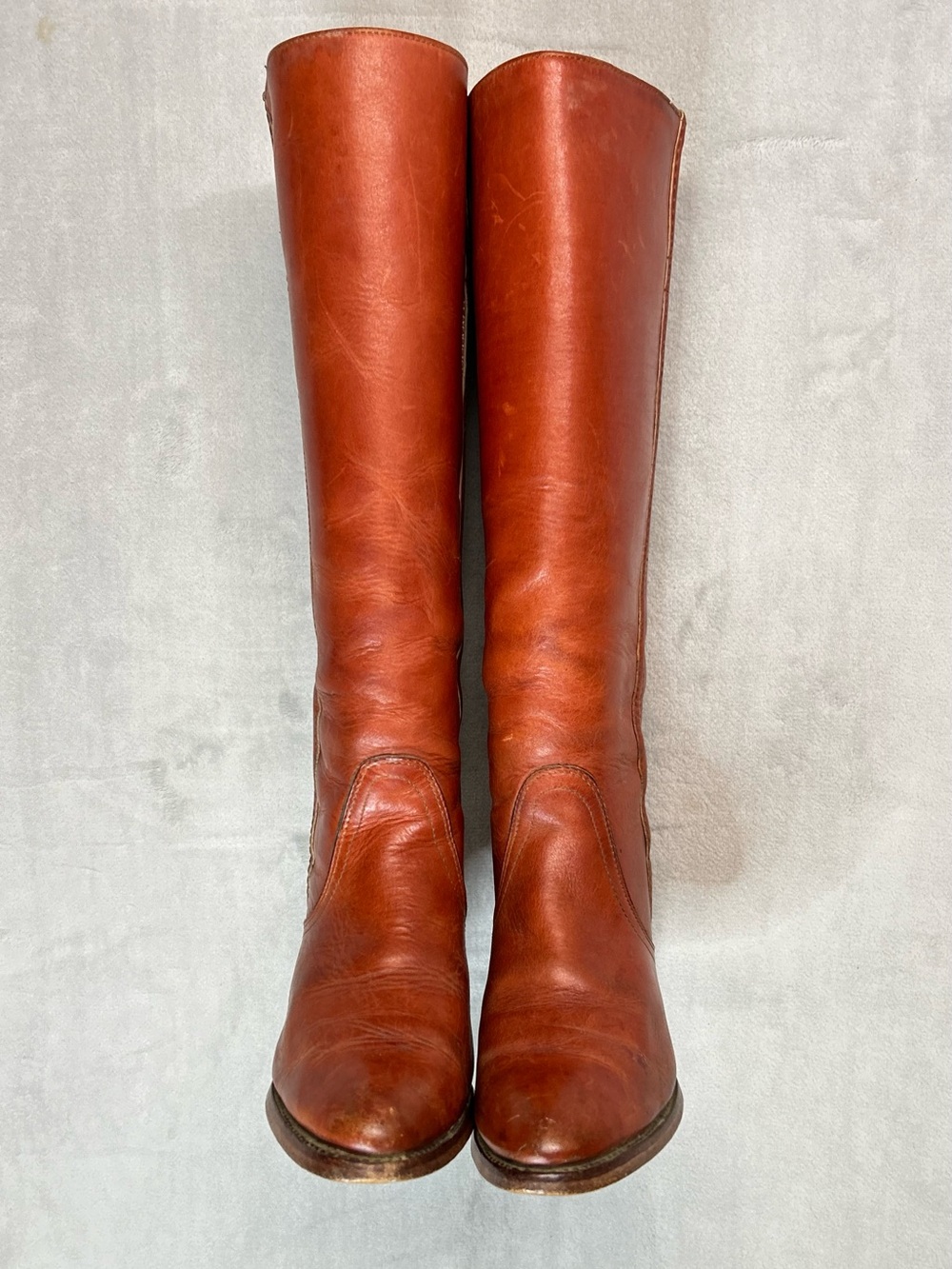 Frye 7110 Campus Boots Womens Size 7.5 Cognac Leather Stacked Heel Vintage - Picture 6 of 10